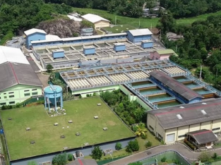 Plan au drone de l'usine d'eau potable